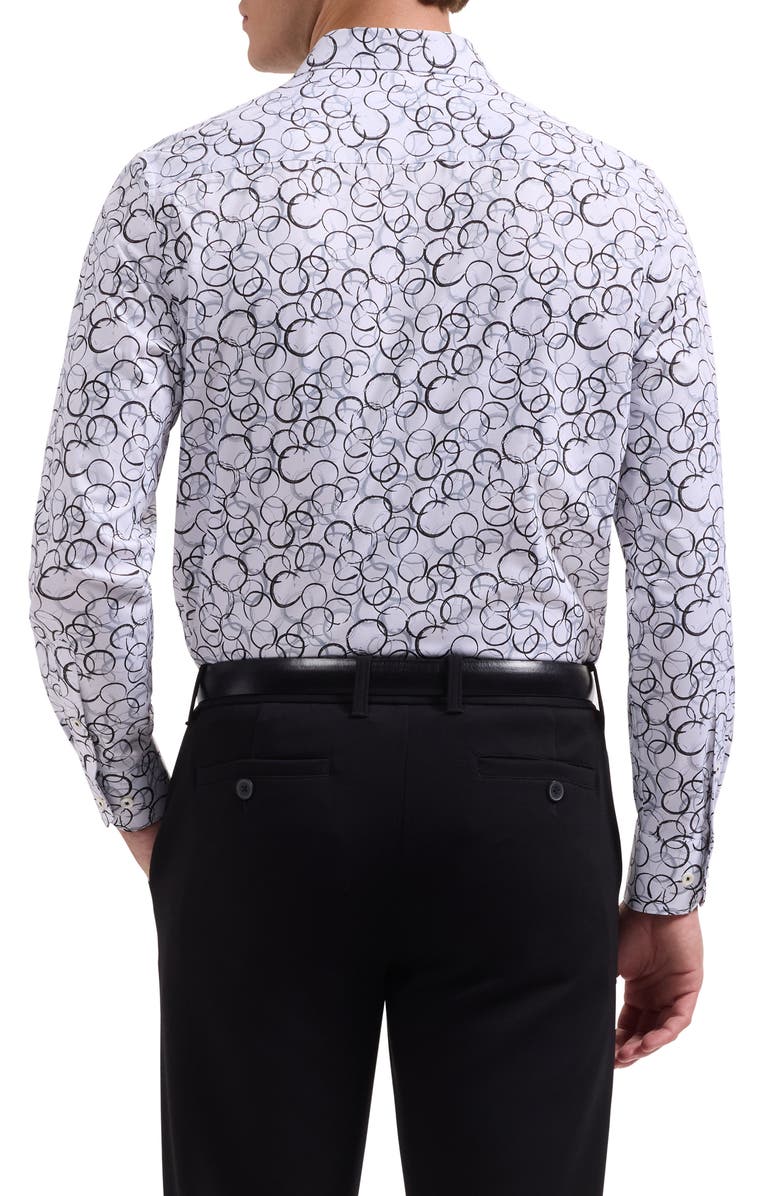 Bugatchi Axel Shaped Fit Stretch Cotton Button-Up Shirt, Alternate, color, Black