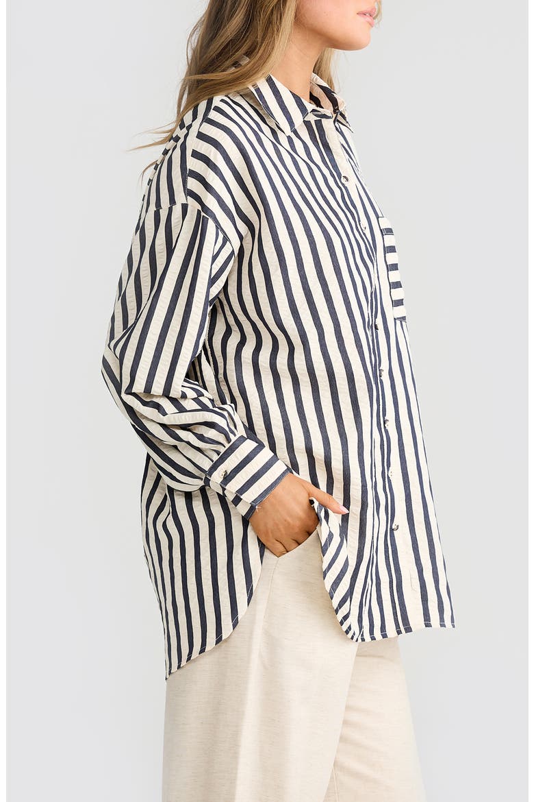 Ezra Patch Pocket Stripe Shirt, Alternate, color, BLACK STRIPE