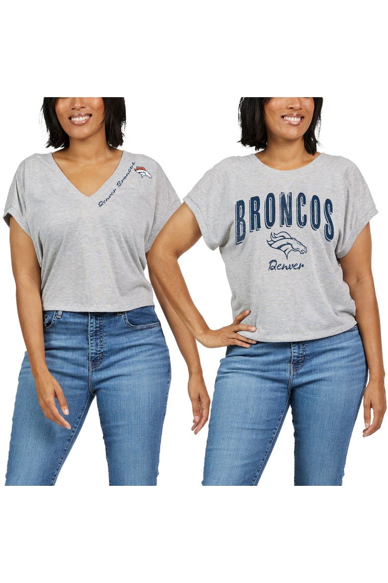 Women's WEAR by Erin Andrews Heather Gray Denver Broncos Reversible T-Shirt, Alternate, color, Heather Gray