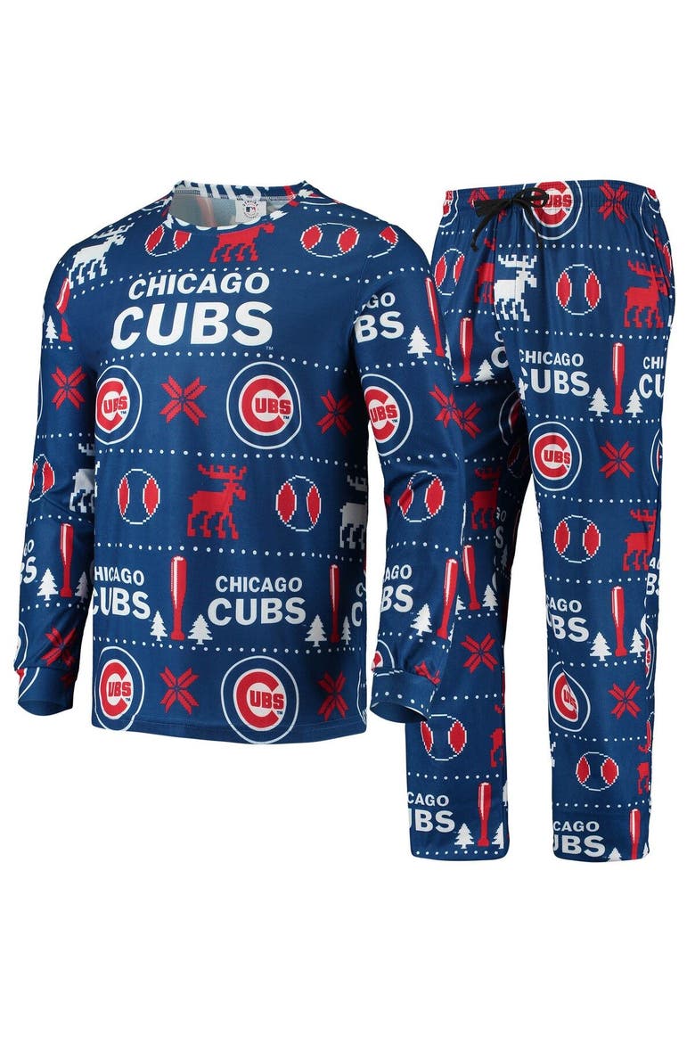 Men's FOCO Royal Chicago Cubs Ugly Pajama Sleep Set, Alternate, color, Royal