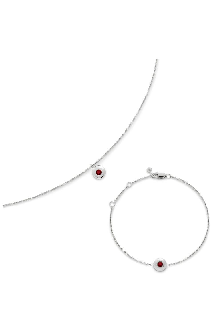 January Birthstone Chain Bracelet, Alternate, color, STERLING SILVER / RED GARNET