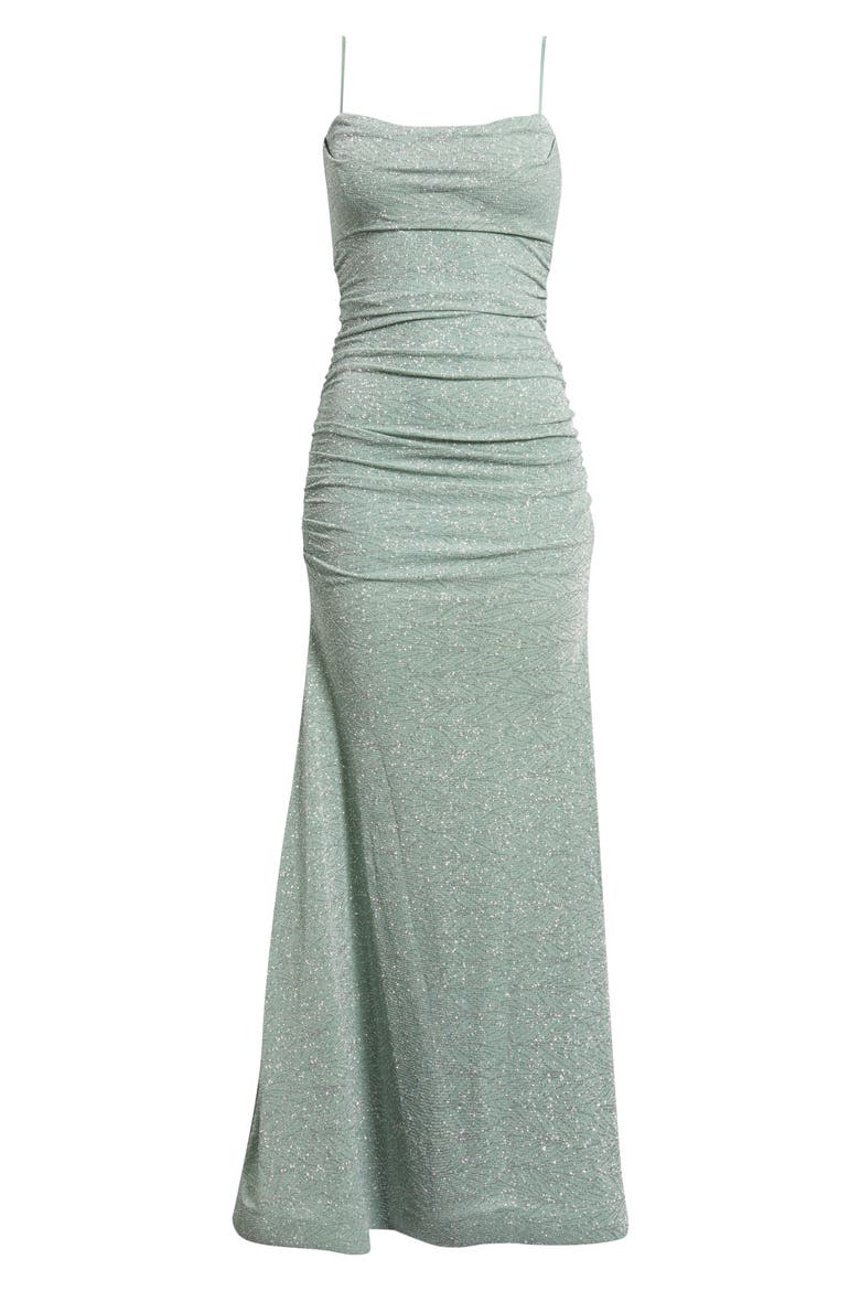 Glitter Mermaid Gown, Alternate, color, SAGE