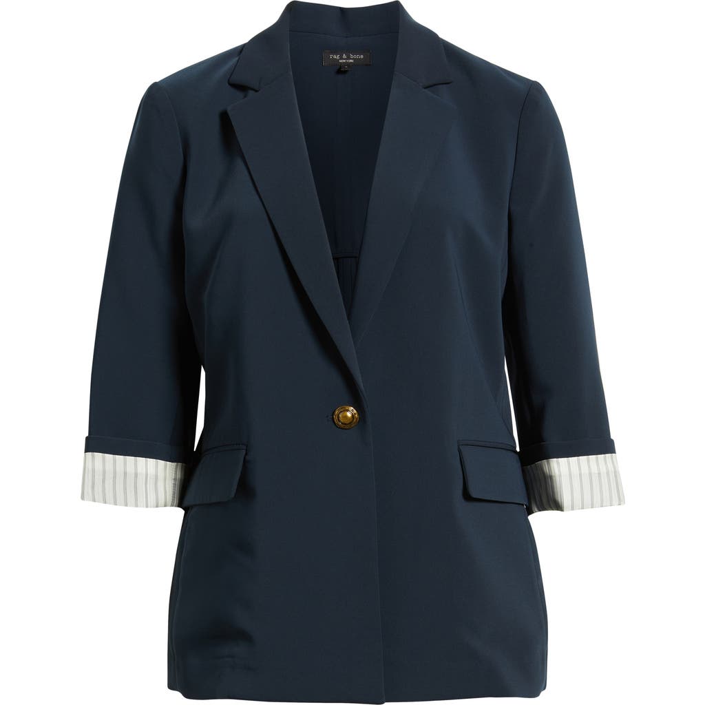 Rag & Bone Jennie Elbow Sleeve Crepe Blazer In Blue