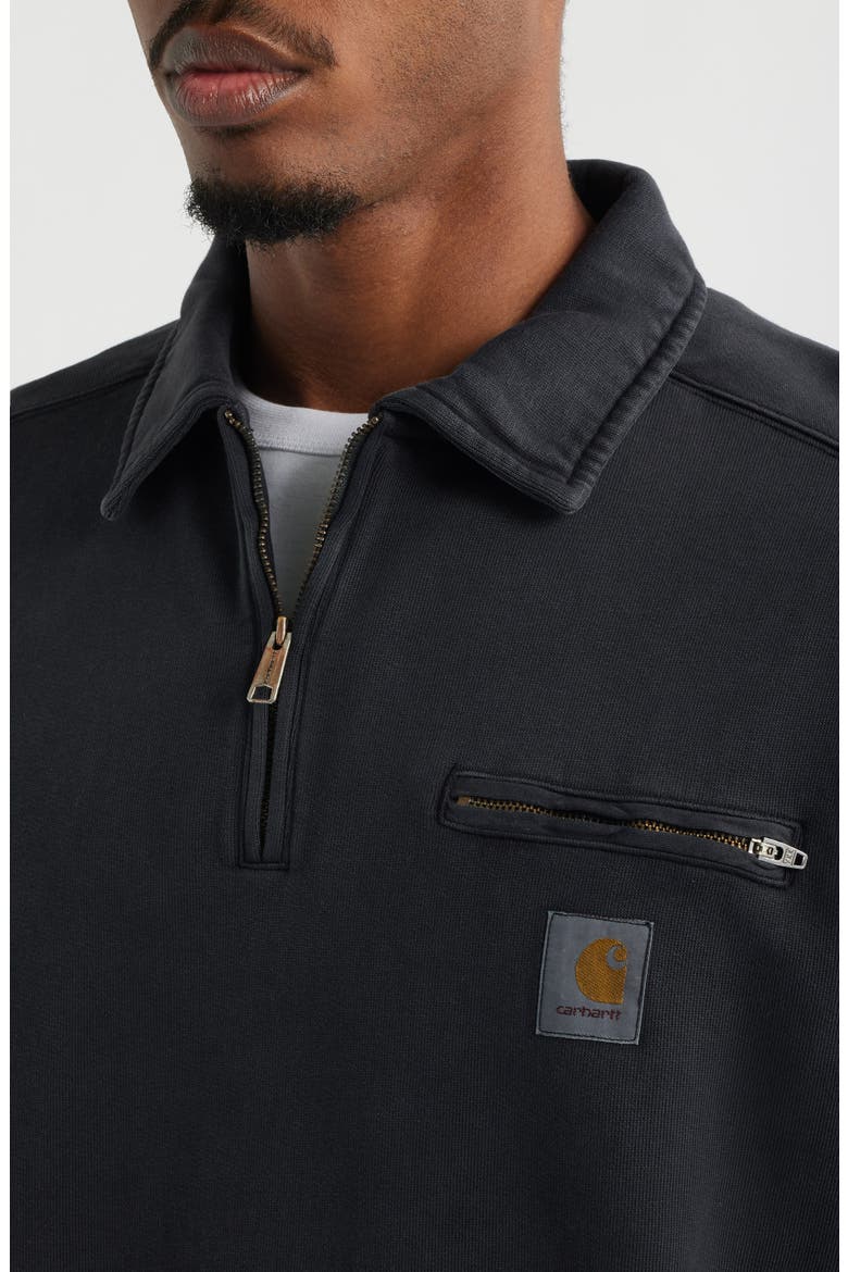 Half Zip Cotton Sweatshirt, Alternate, color, BLACK (STONE)