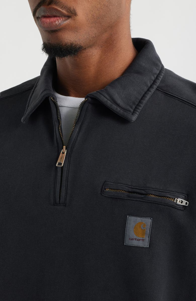 Carhartt Work In Progress Half Zip Cotton Sweatshirt, Alternate, color, Black (Stone)