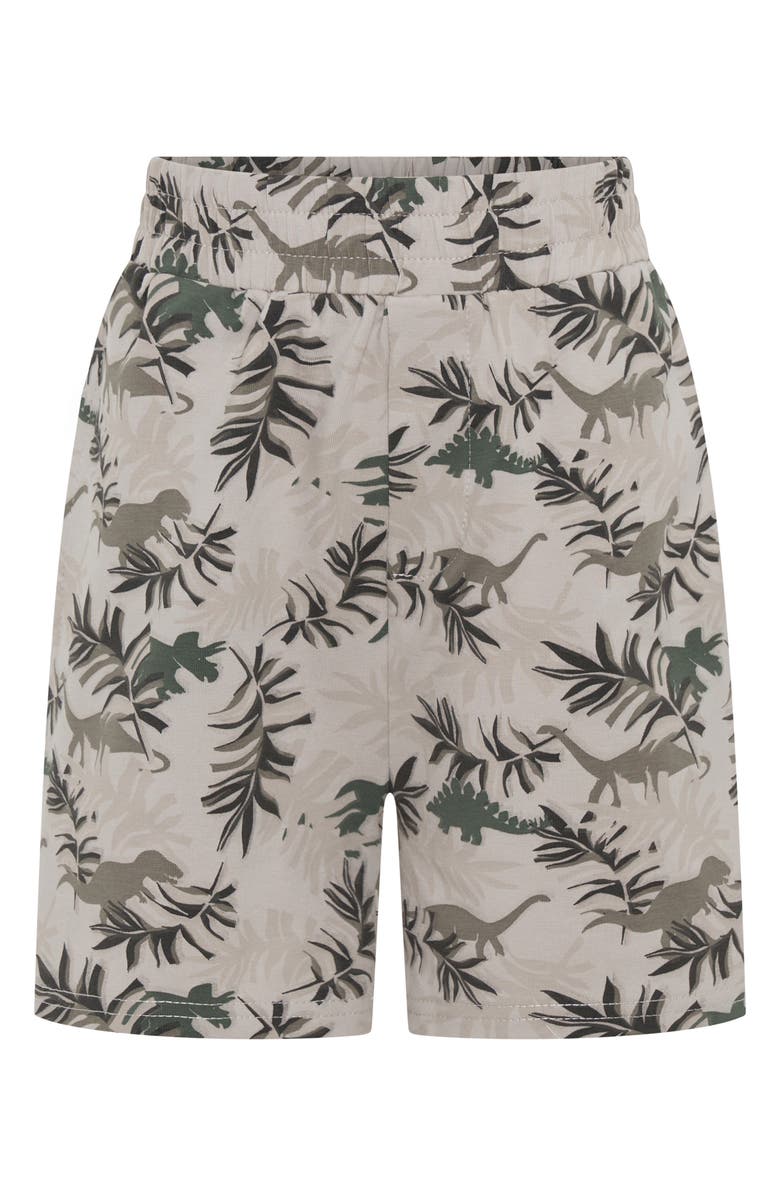 TINY TRIBE Kids' Dino Park Stretch Cotton Shorts, Main, color, Multi Beige