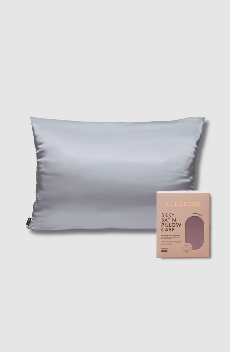 LUCE BEAUTY Premium Satin Pillowcase for Silky Smooth Hair & Skin, Main, color, Grey