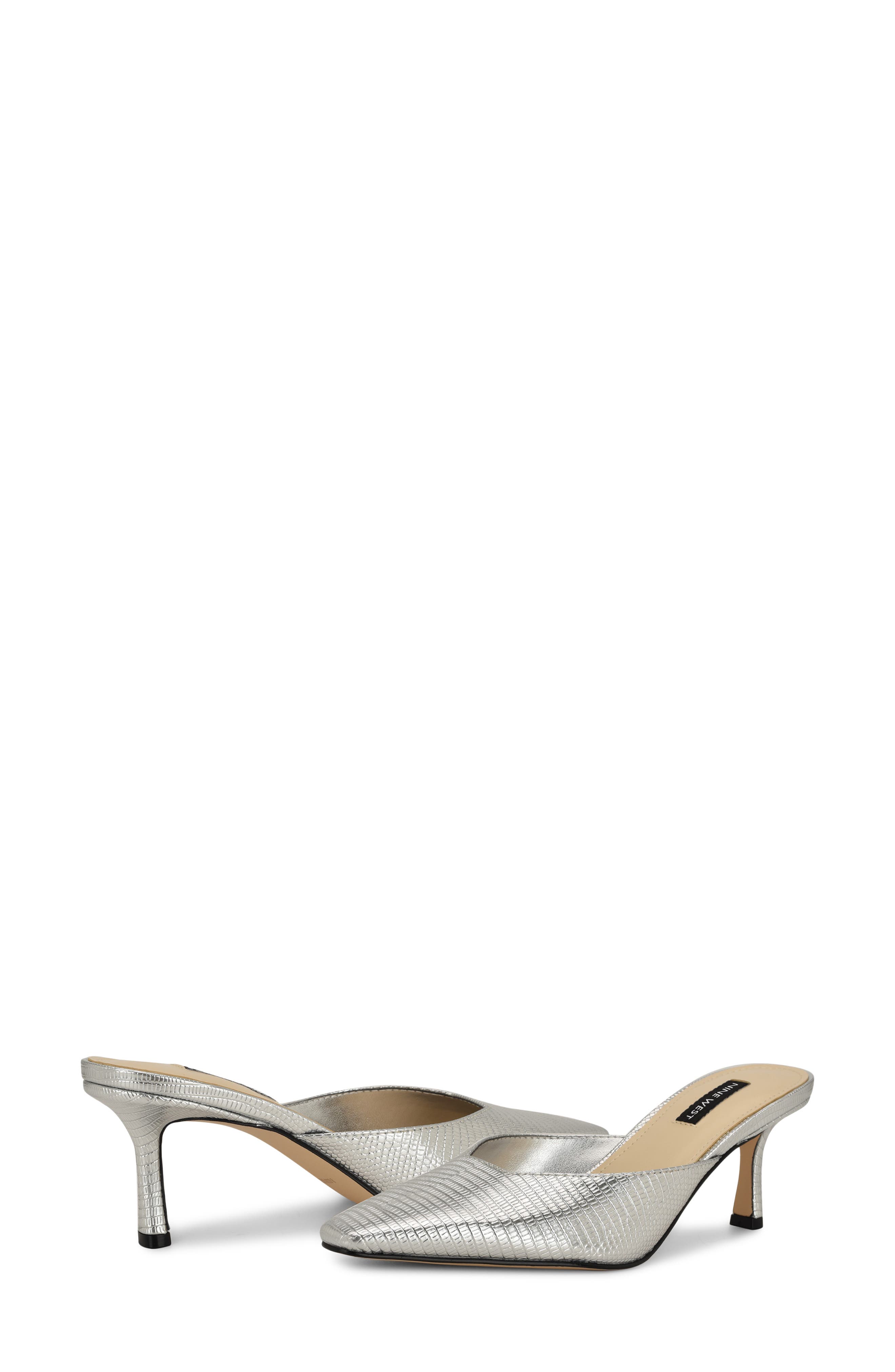 Nine West Camenla Mule, Alternate, color, Silver