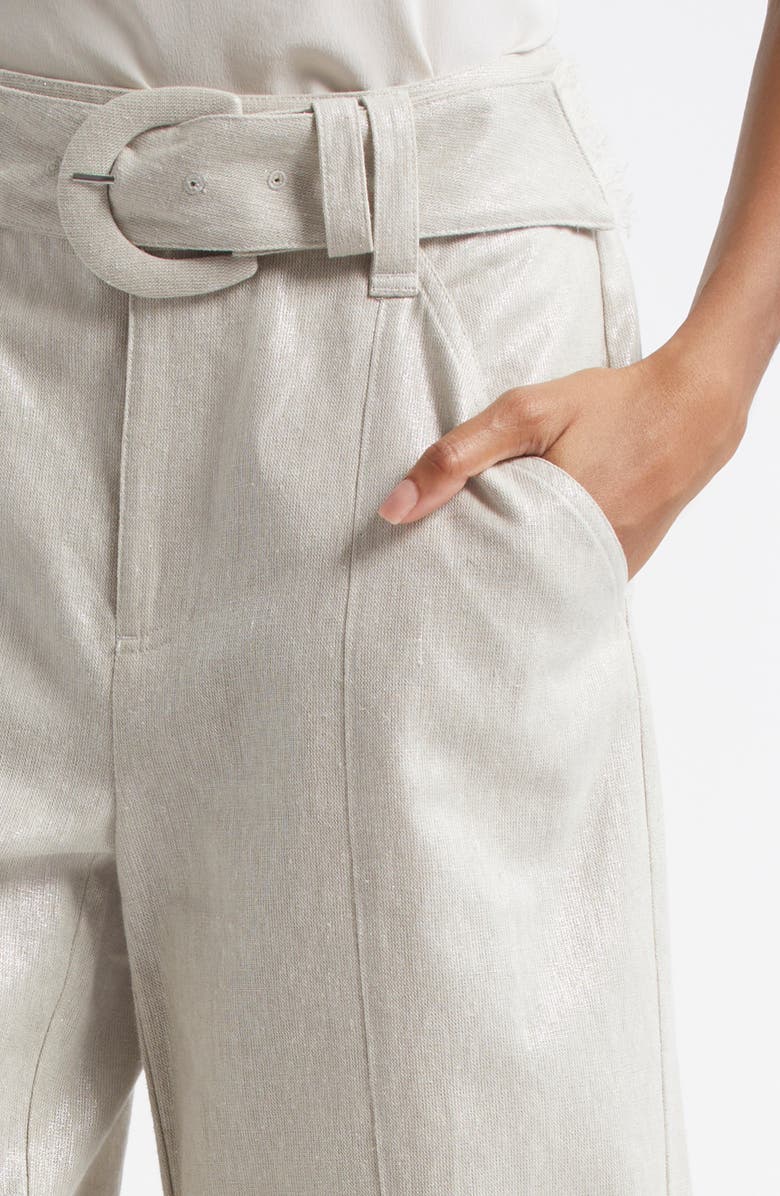 Cinq à Sept Vassi Belted Linen & Cotton Cuffed Shorts, Alternate, color,