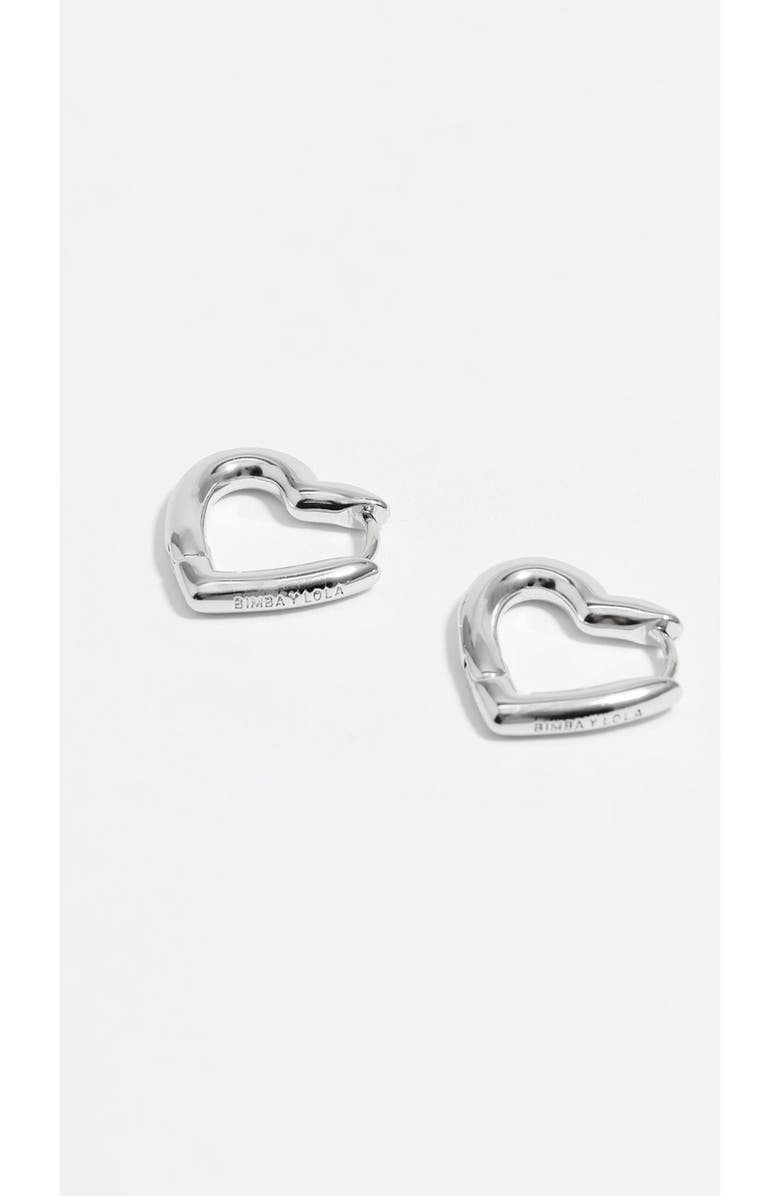Bimba y Lola Tall Heart Hoop Earrings, Alternate, color, Silver