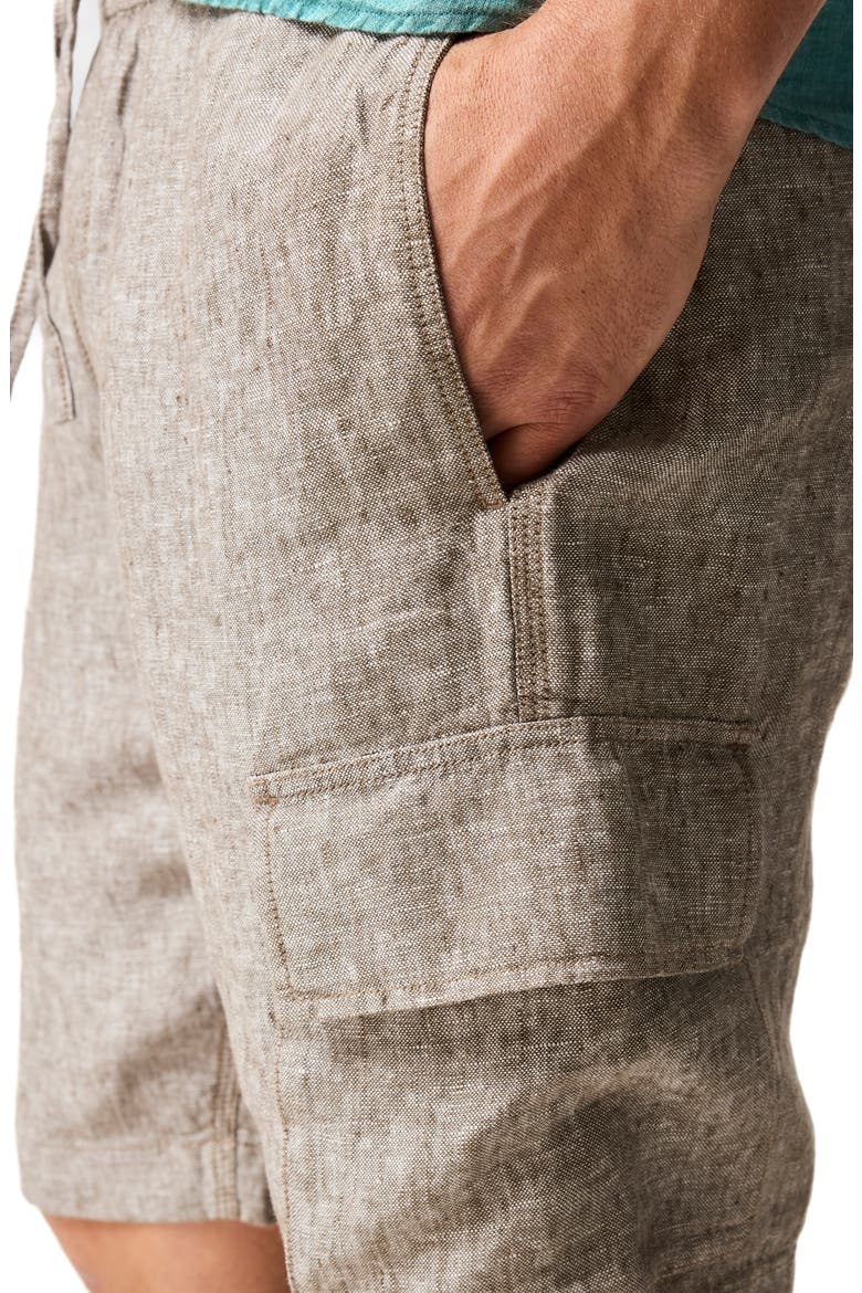 Resort Slub Linen Drawstring Cargo Shorts, Alternate, color, MOCHA
