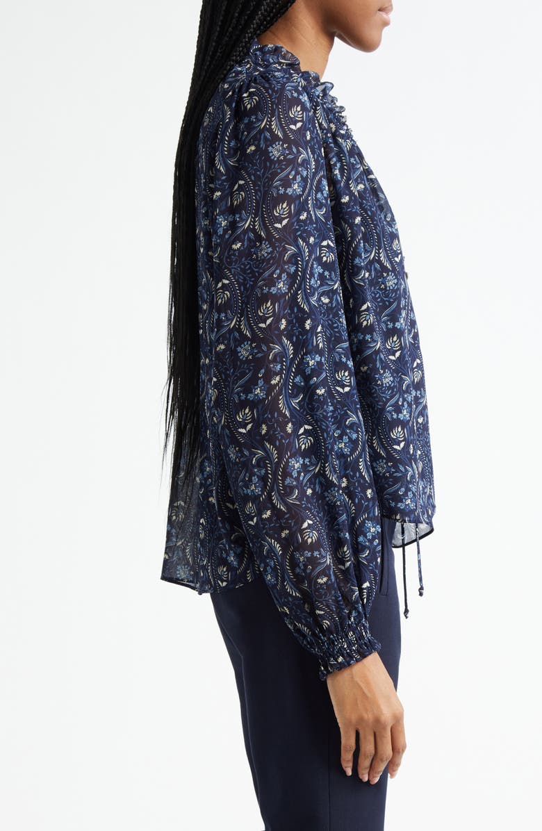 Veronica Beard Hickory Floral Paisley Top, Alternate, color, Navy Multi