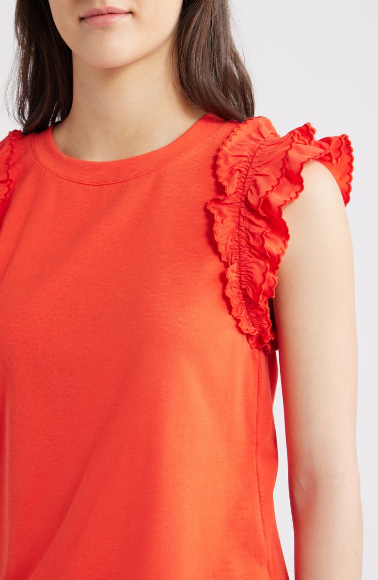 Wit & Wisdom Ruffle Sleeve Top, Alternate, color, Poppy Red