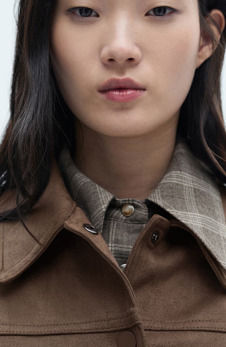 MANGO Crop Faux Suede Jacket, Alternate, color, 