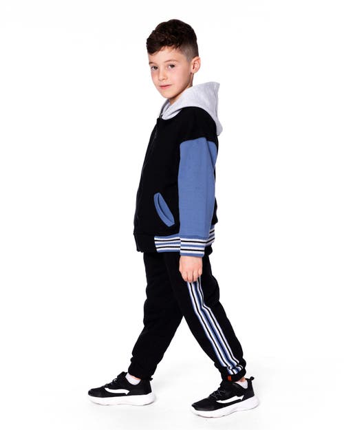 Deux Par Deux Fleece Sweatpants With Side Stripes In Black