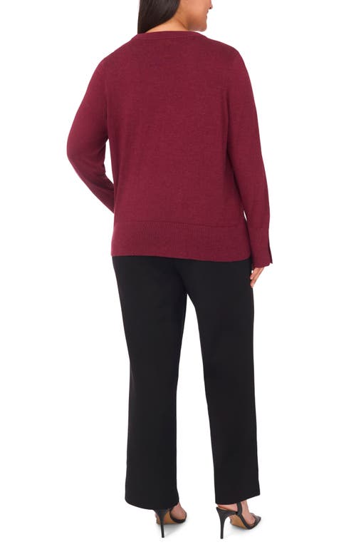 Halogenr Halogen(r) Button Cuff Cotton Blend Sweater In Burgundy
