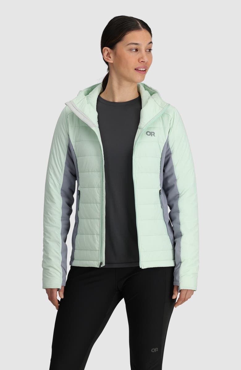 Outdoor Research Shadow Water Resistant Insulated Hooded Jacket, Alternate, color, Fresh Mint/ Slate