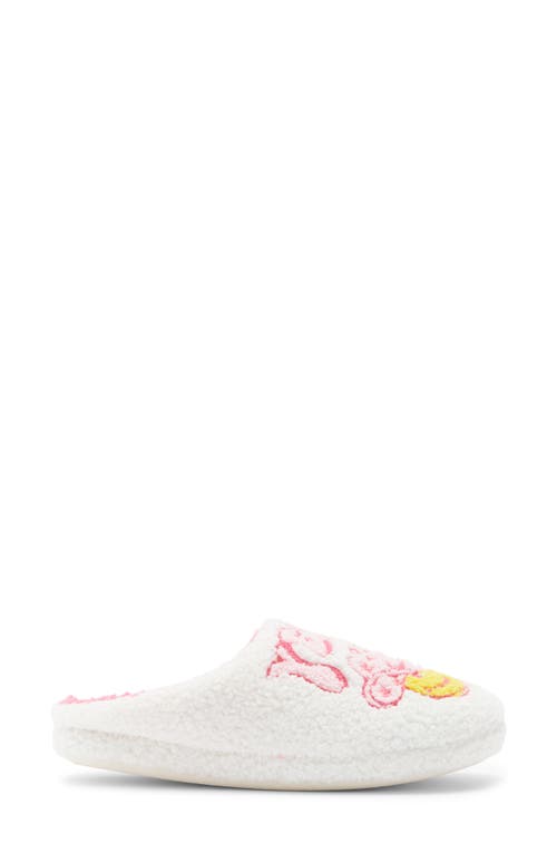 Joe Boxer Yee Haw Winky Smiley Faux Shearling Clog In White