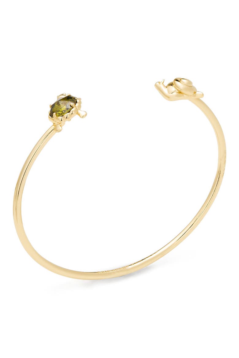 secret garden turtle & snail cuff bracelet, Alternate, color, GREEN.