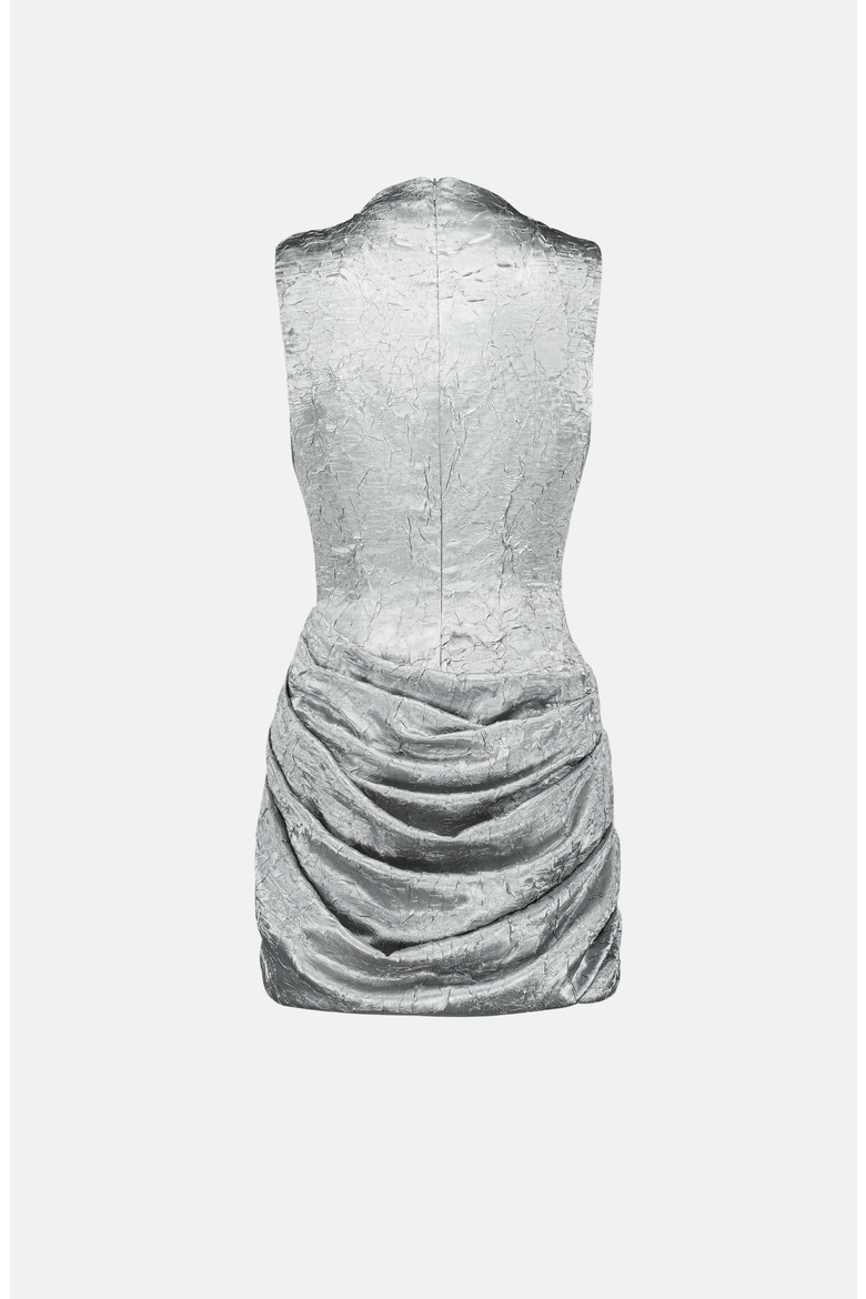 Crinkled Tulip Dress, Alternate, color, Silver