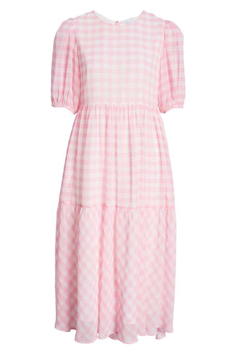 Gingham Print Midi Dress, Alternate, color, PINK