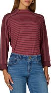 Wit & Wisdom Stripe Mock Neck Rib Top