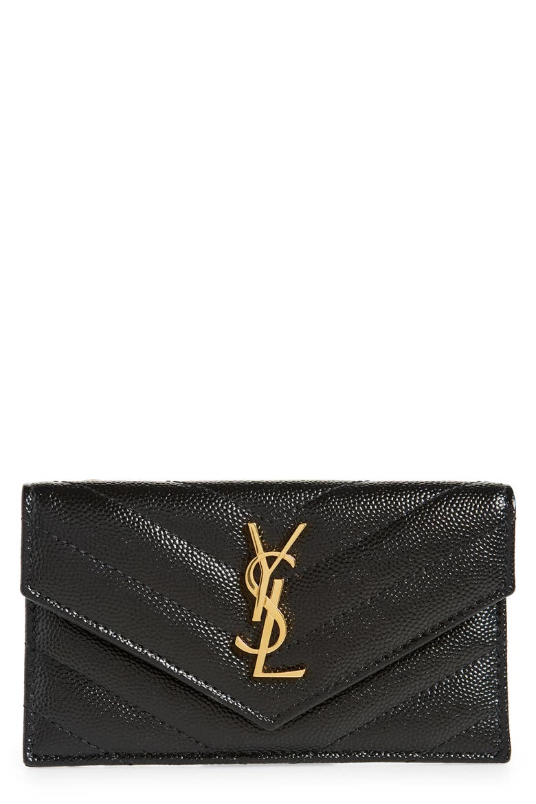 Zip & Flap Matelassé Card Case, Main, color, NERO