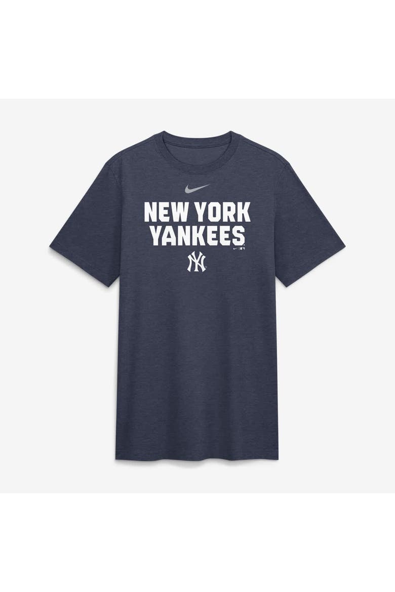 Men's Nike Heather Navy New York Yankees Stacked Tri-Blend T-Shirt, Alternate, color, Heather Navy