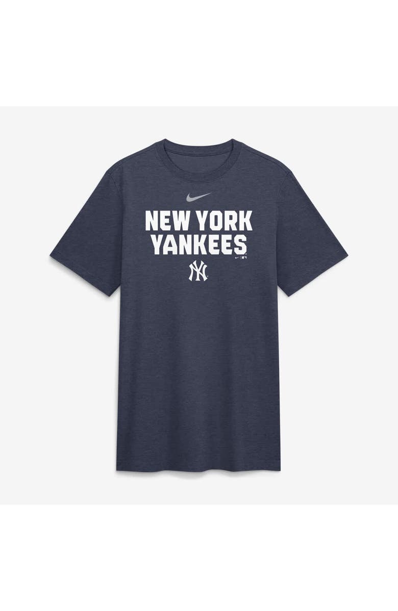 Nike Men's Nike Heather Navy New York Yankees Stacked Tri-Blend T-Shirt, Alternate, color, Heather Navy