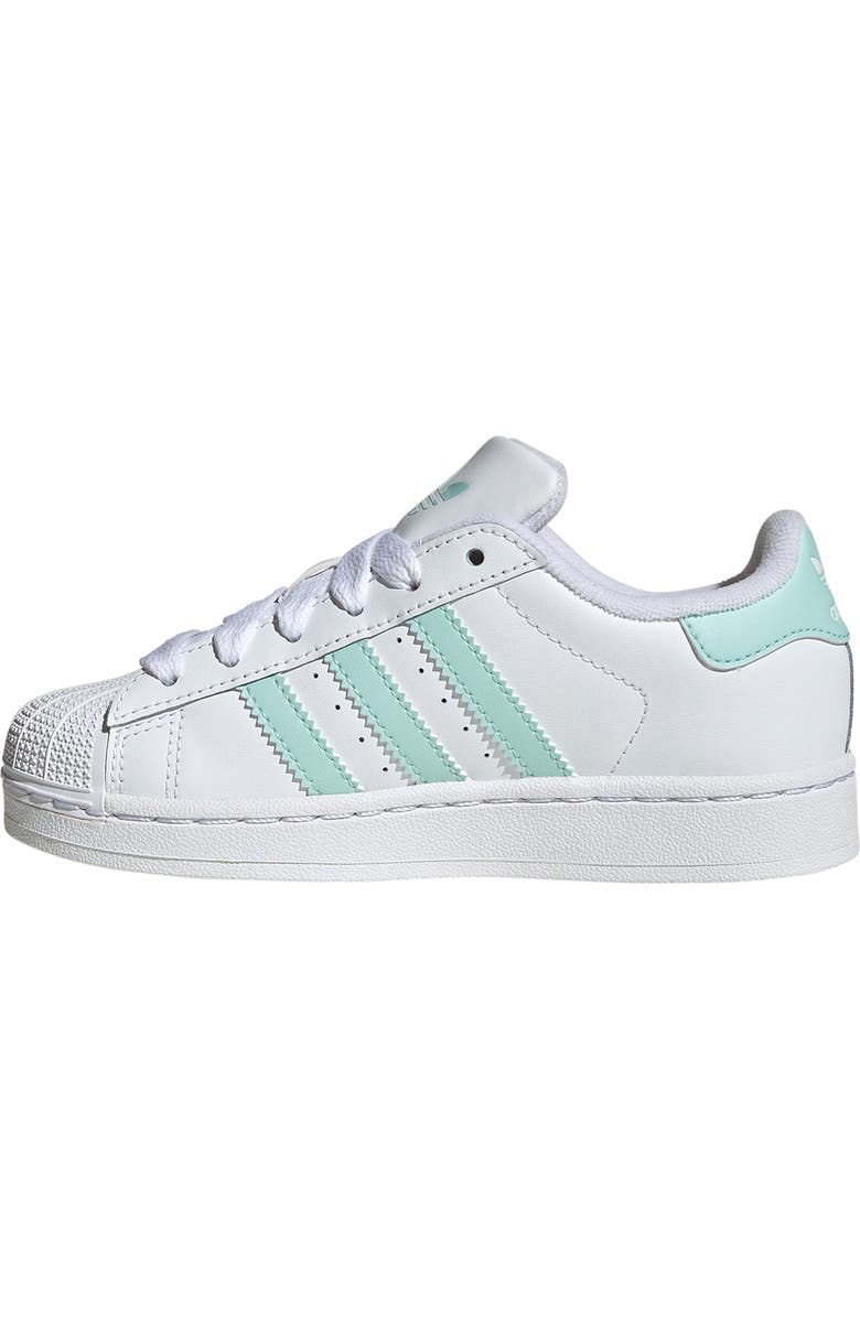 adidas Kids' Superstar II Sneaker, Alternate, color, White/ Semi Flash Aqua