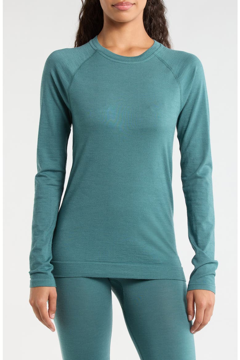 All Season Merino Wool Blend Base Layer Crew Top, Main, color, DUSTY TEAL