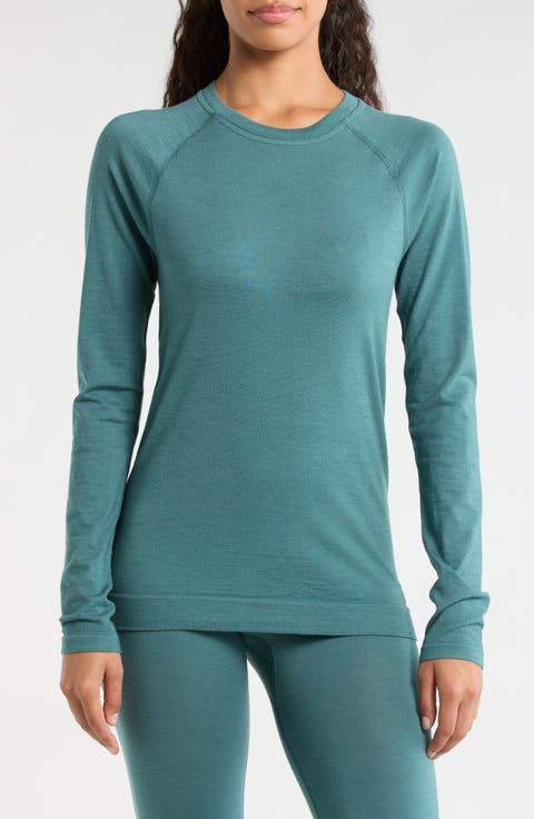 All Season Merino Wool Blend Base Layer Crew Top