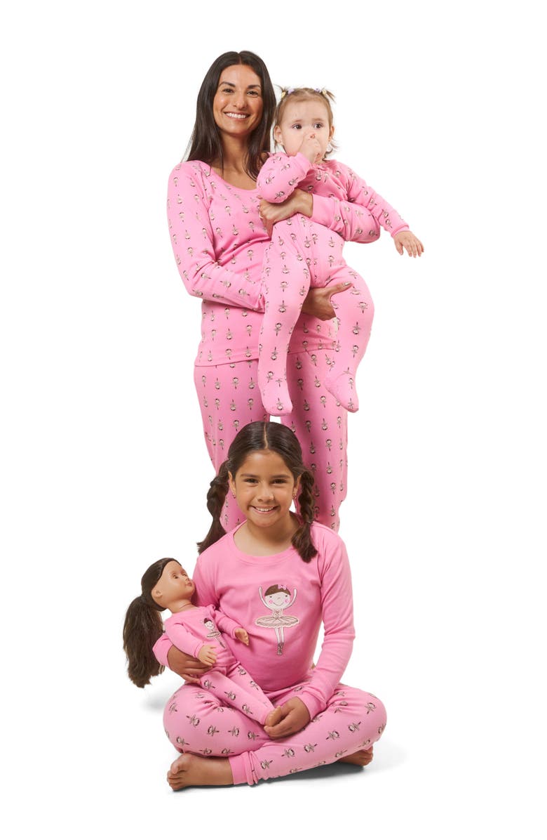 Leveret Footed Cotton Matching Family Pajamas, Whimsy & Fantasy Prints, Alternate, color, Ballerina
