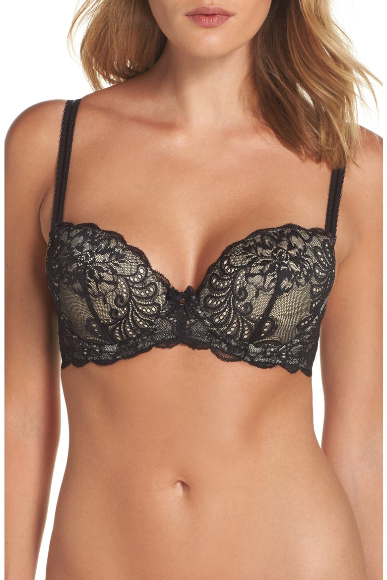 'Sophia'  Lace Underwire Bra, Main, color, BLACK