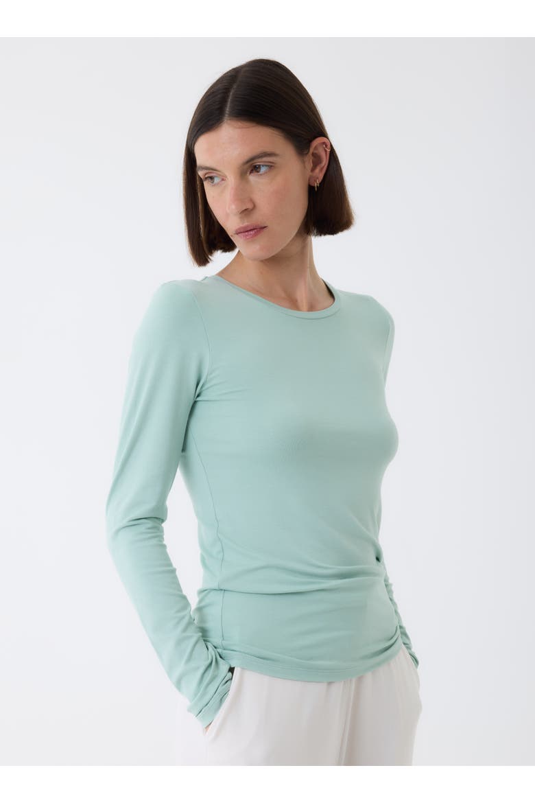 Soft Touch Long Sleeve Crewneck T-Shirt, Alternate, color, AQUA
