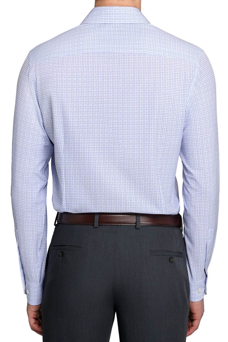 Slim Fit Microcheck Performance Dress Shirt, Alternate, color, WHITE/ PURPLE
