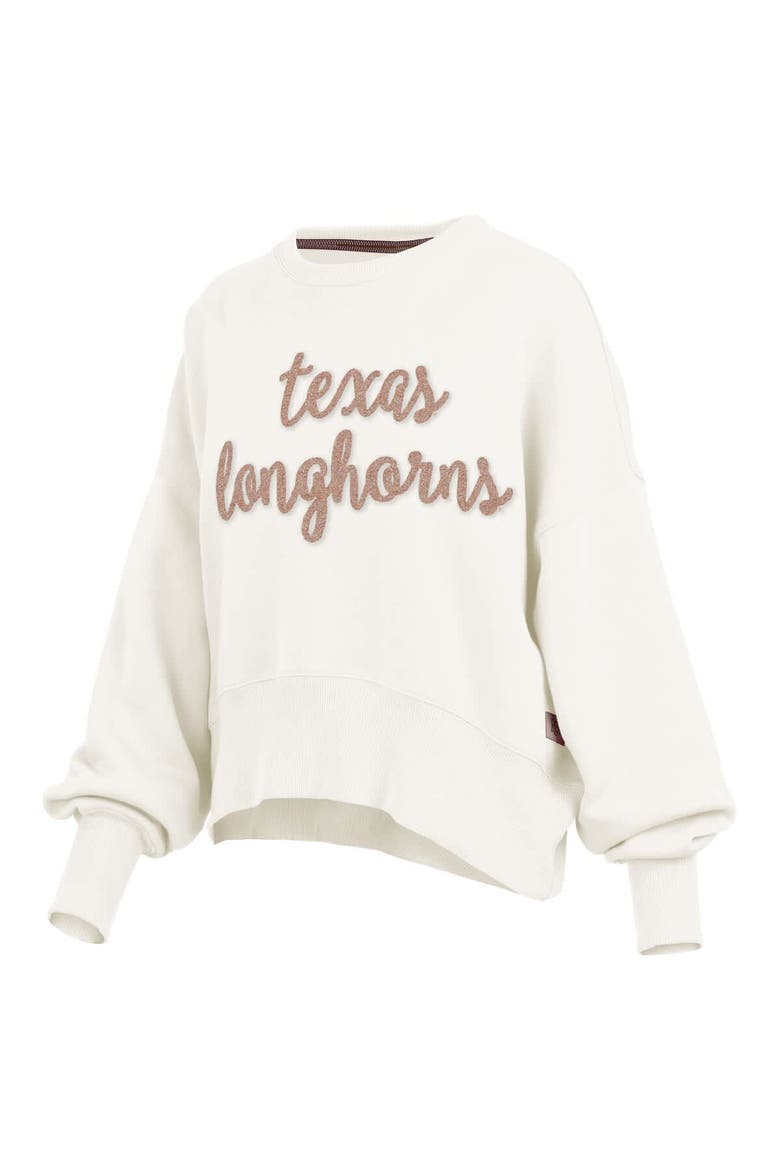 Women's Pressbox Cream Texas Longhorns Chelsea Oversized Pullover Sweatshirt, Alternate, color, Cream