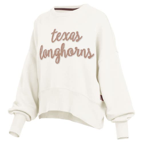 Pressbox Cream Texas Longhorns Chelsea Oversized Pullover Sweatshirt In White