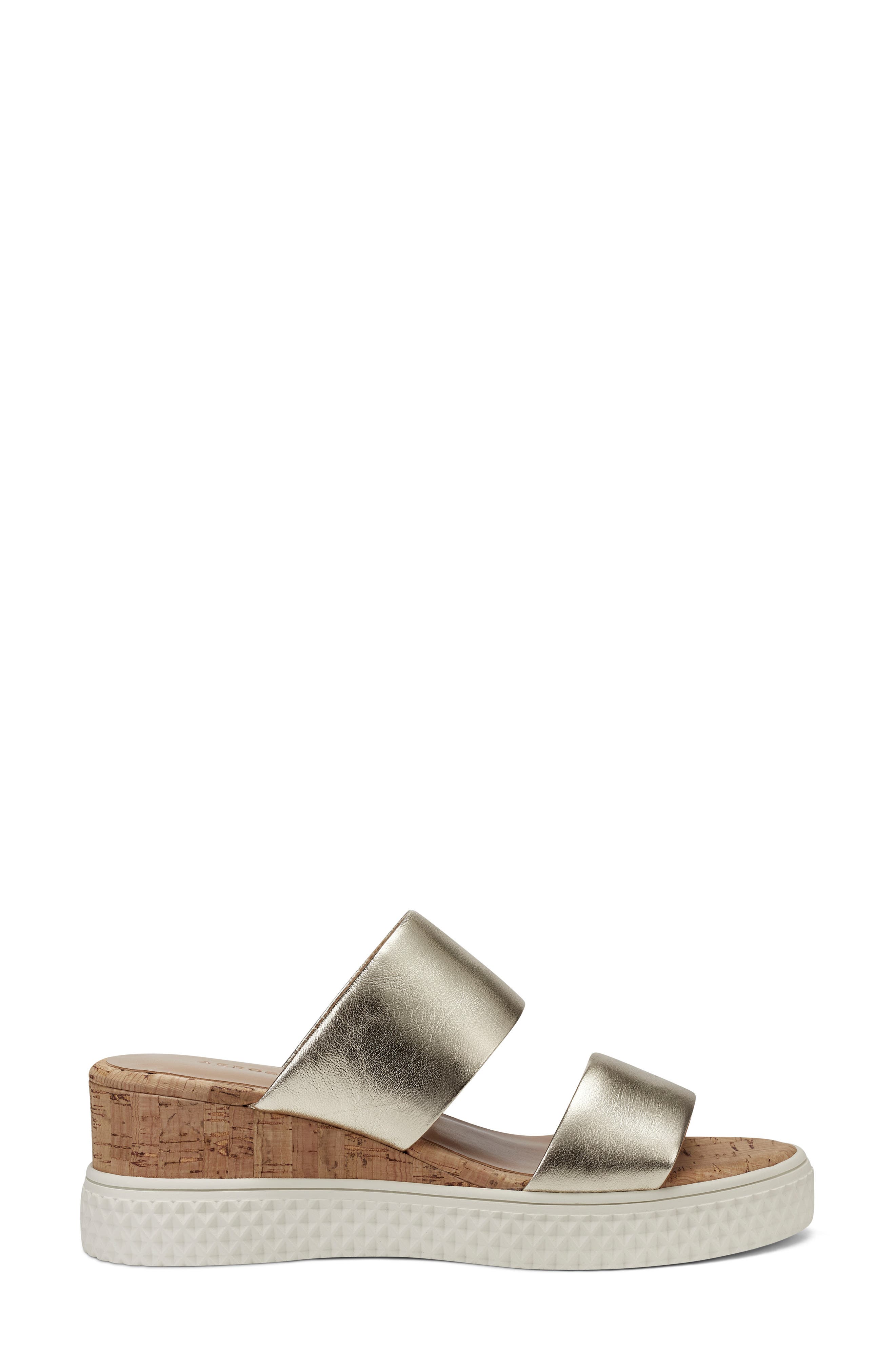 Zeff Wedge Slide Sandal, Alternate, color, GOLD METALLIC LEATHER
