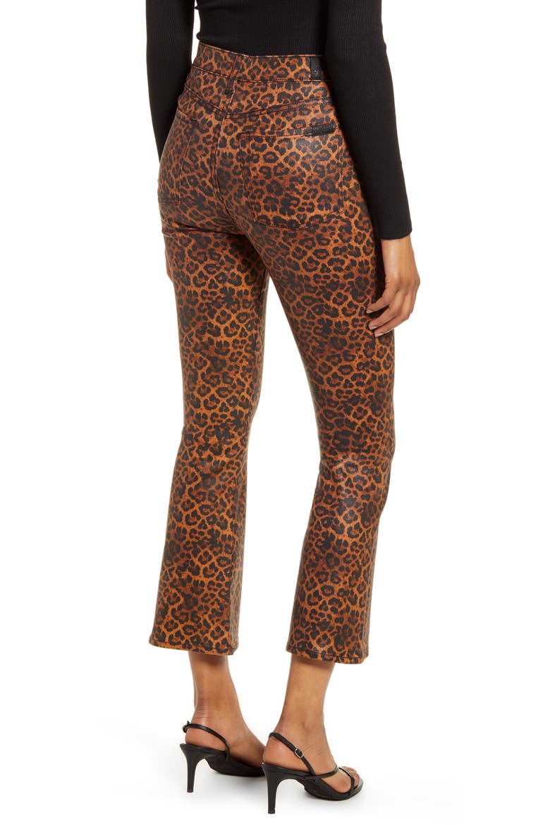 Coated Leopard Print Slim Fit Kick Flare Jeans, Alternate, color, COATED BLACK/ PENNY LEOPARD
