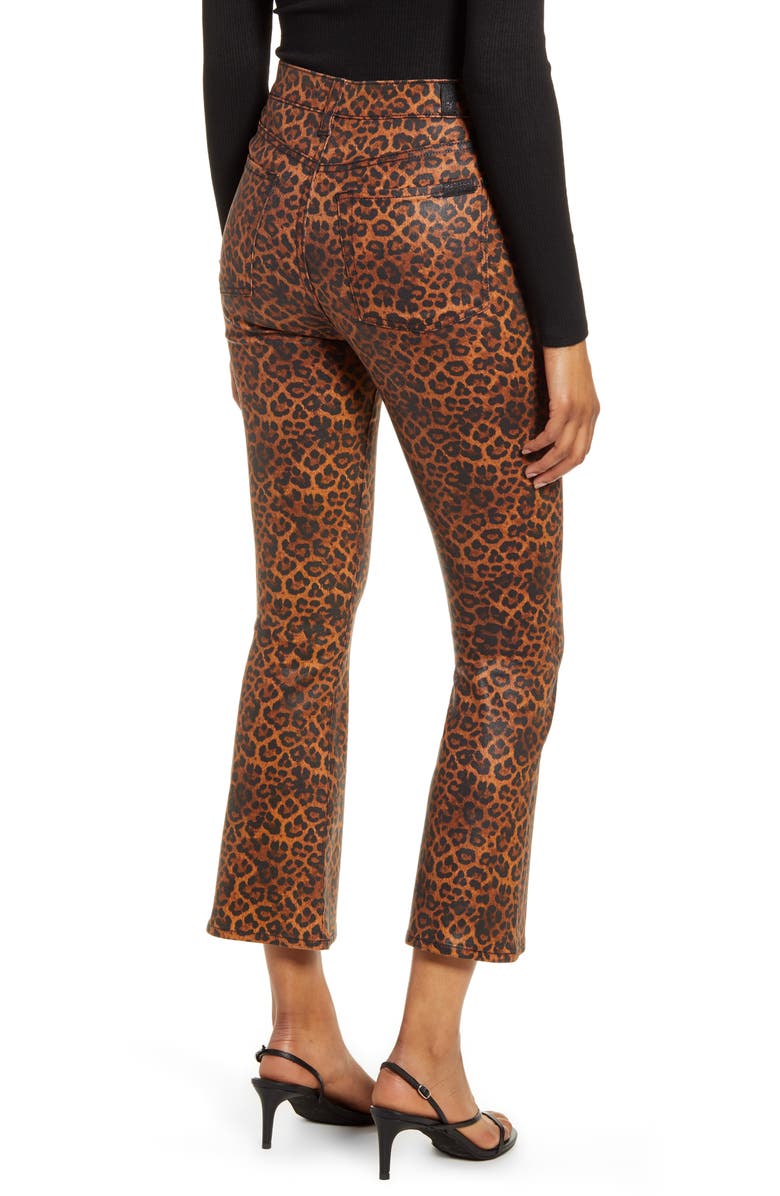 7 For All Mankind Coated Leopard Print Slim Fit Kick Flare Jeans, Alternate, color,