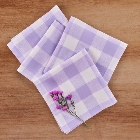 Linen Dinner Napkins - Buffalo Check, 20" x 20" Inch