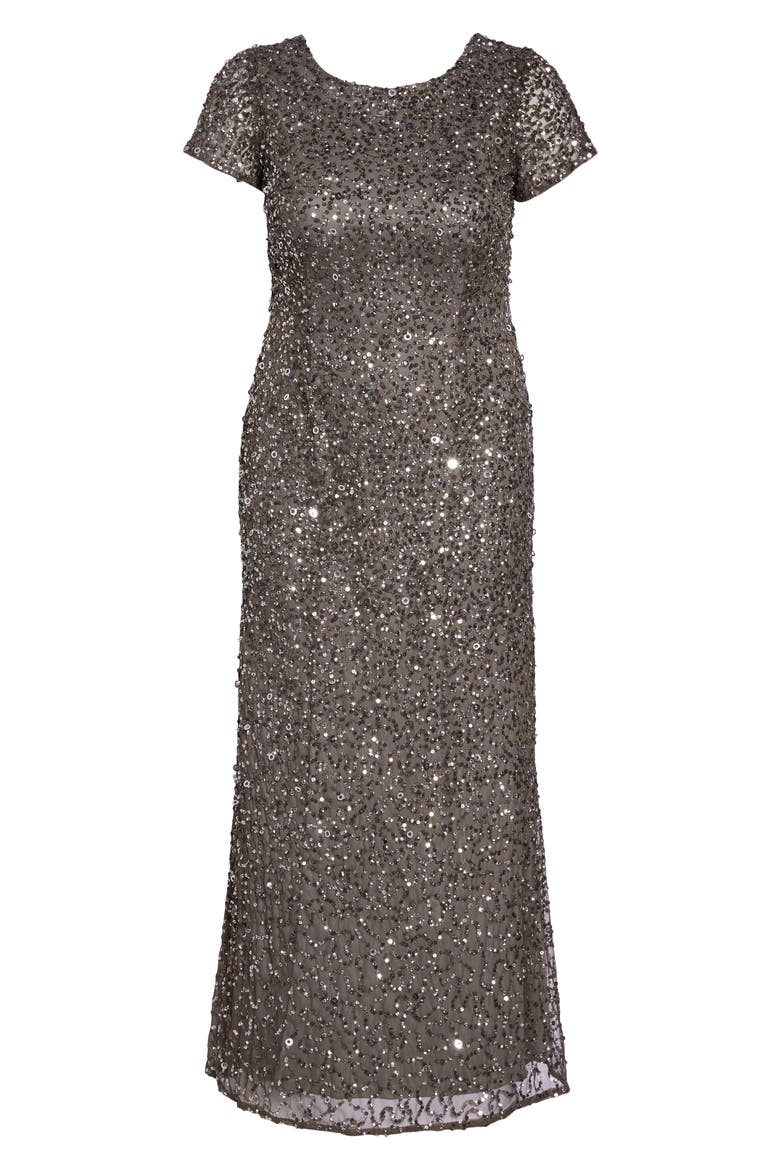 Embellished Scoop Back Gown, Alternate, color, LEAD