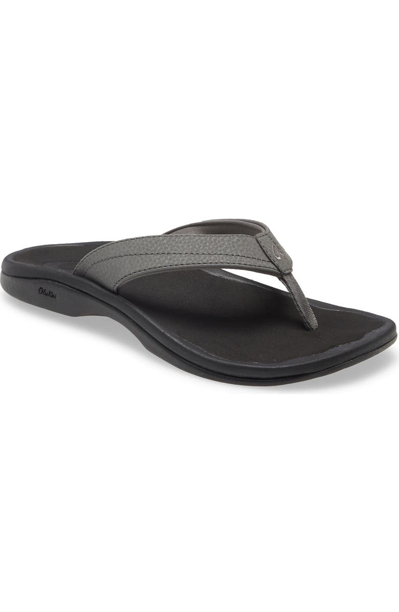OluKai Ohana Flip Flop, Main, color, Charcoal/ Onyx