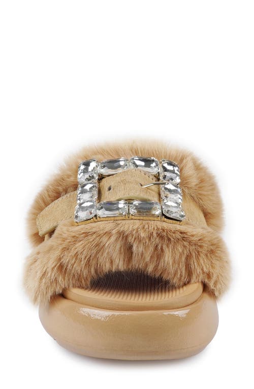 Zigi Fab Faux Fur Platform Sandal In Neutral