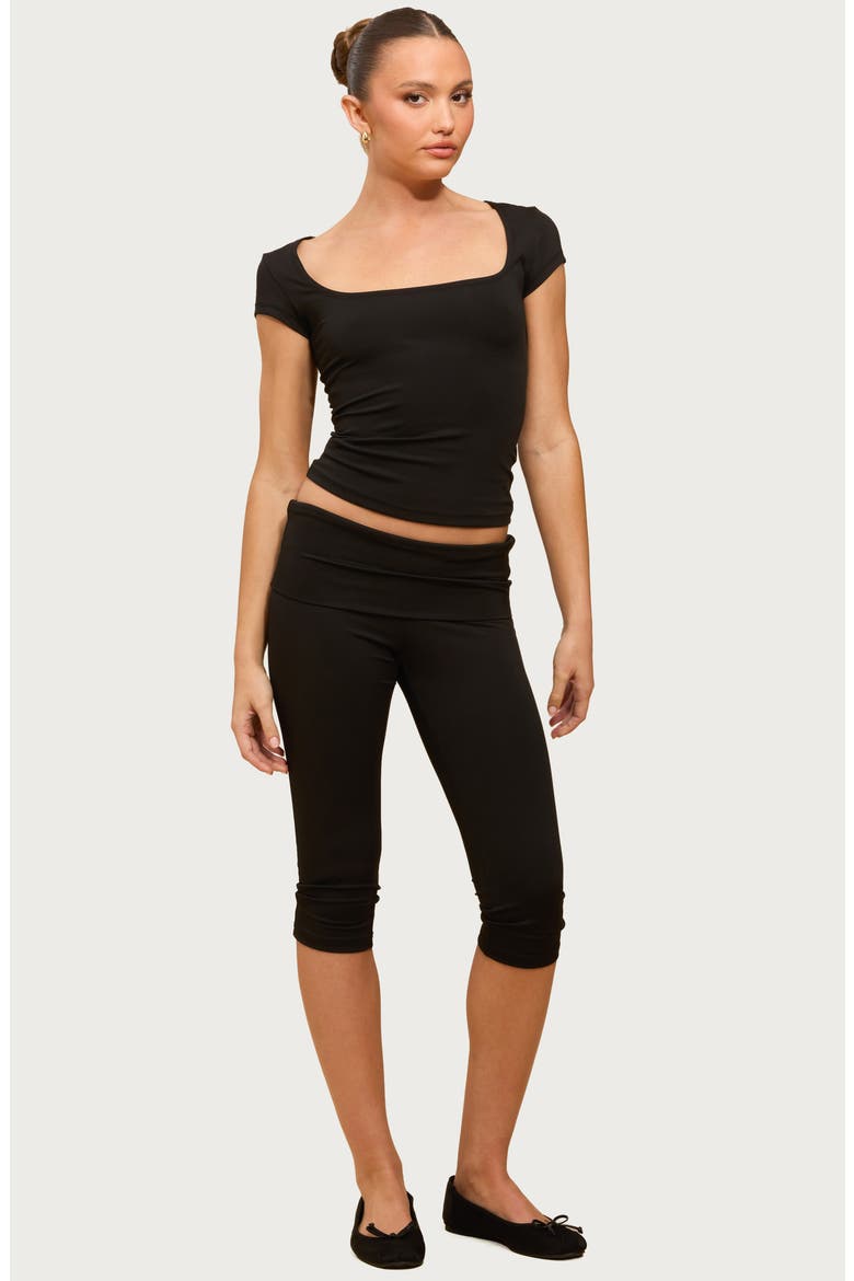 Ravena Foldover Low Rise Capri Leggings, Alternate, color, BLACK