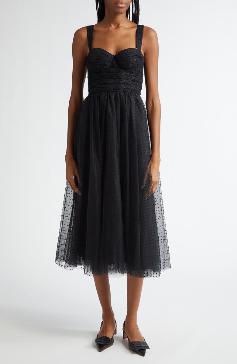 Zimmermann Flocked Polka Dot Tulle Midi Dress, Main, color,