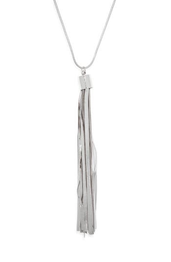 Nordstrom Rack Snake Chain Tassel Pendant Necklace In Silver