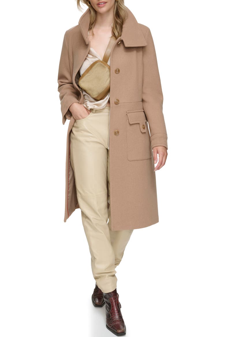 Almedia Wool Blend Twill Coat, Alternate, color, CAMEL