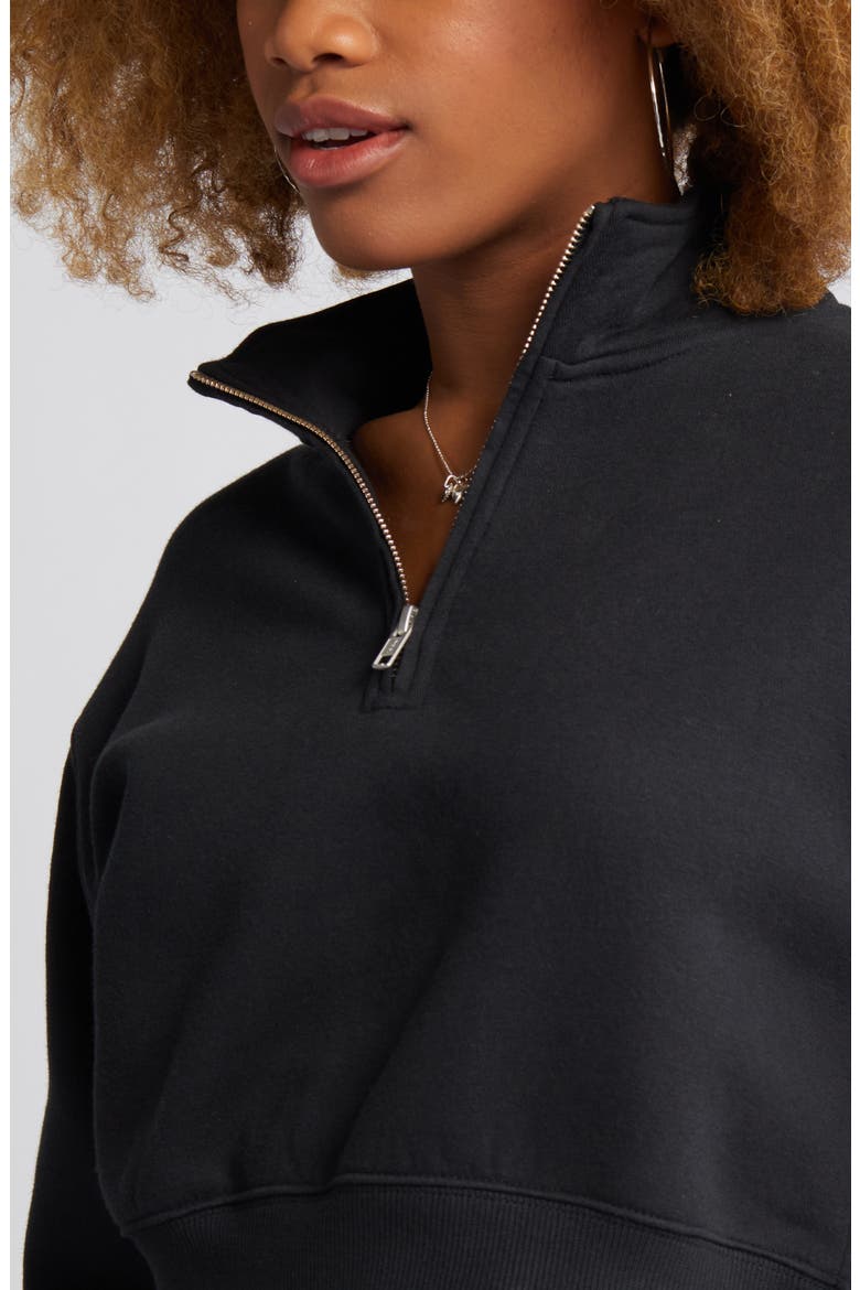 Quarter Zip Sweatshirt, Alternate, color, BLACK JET
